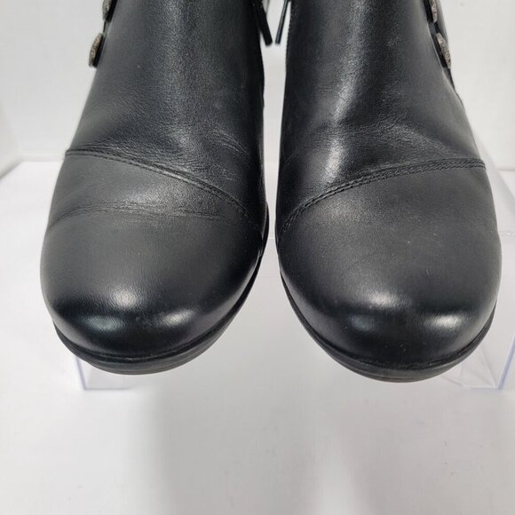 Clarks womens 8 Emslie Warren Slip On Loafer Black Leather Office Mid Heel - Picture 4 of 11